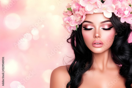 Beautiful Woman with Flower...