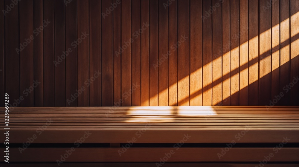 Wooden sauna interior with dramatic sunlight beams. Perfect for wellness facilities, spa services, and relaxation concepts. Wooden sauna interior with dramatic sunlight beams. Perfect for wellness facilities, spa services, and relaxation concepts.