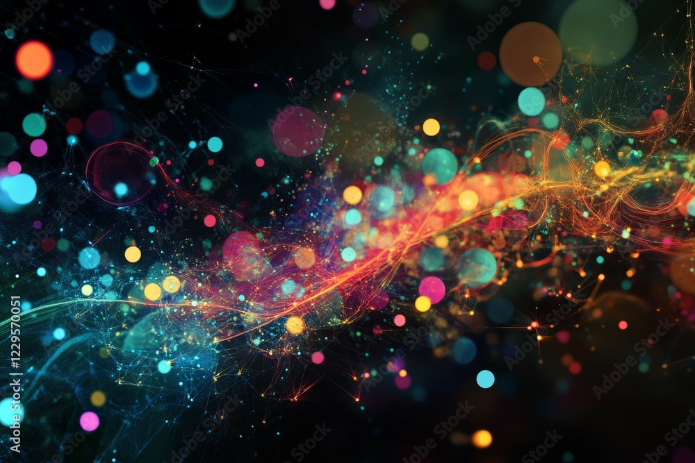 Obraz premium Explore a Vibrant Abstract Digital Universe of Colorful Lights and Dynamic Patterns