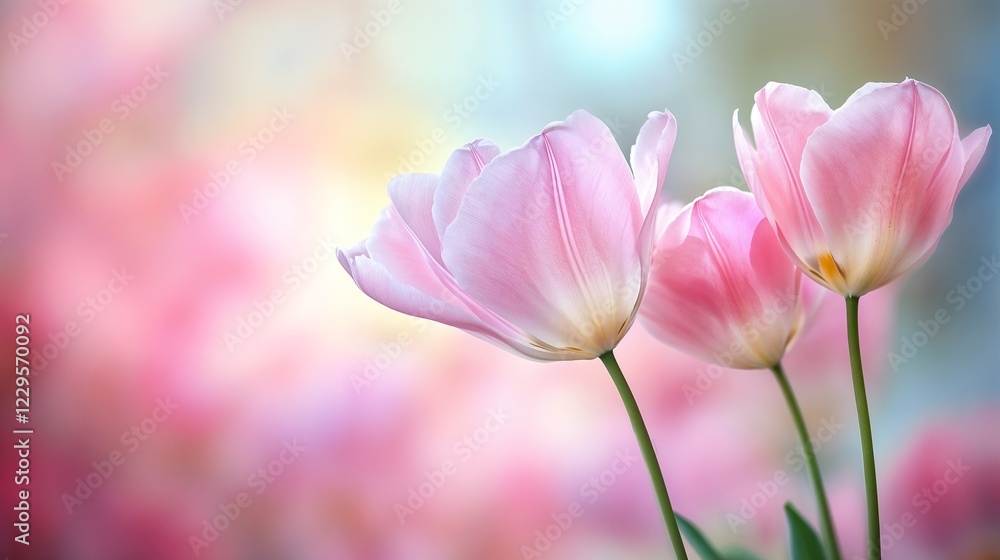 Pink tulips with soft bokeh background in spring light. Ideal for floral art, spring season, and gentle nature photography. Pink tulips with soft bokeh background in spring light. Ideal for floral art, spring season, and gentle nature photography.