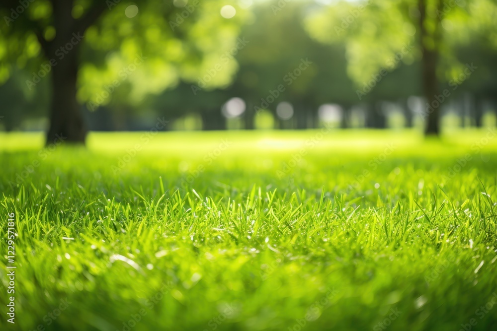 Morning dew on lush grass park nature scene bright sunlight ground level tranquility Morning dew on lush grass park nature scene bright sunlight ground level tranquility