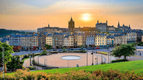 Cityscape with buildings an...