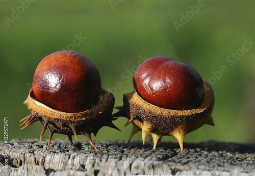 Two chestnuts (Aesculus hippocastanum) photo