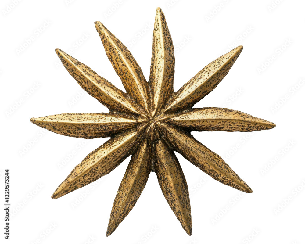 A decorative star-shaped object with multiple pointed edges, likely used as an ornament or design element.