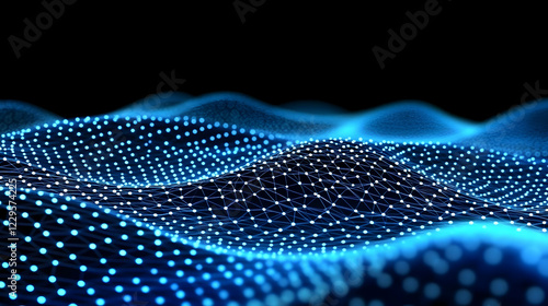 Abstract 3D Blue Network Wa...