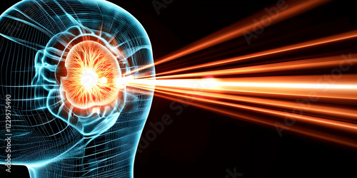Brain Emits Beams of Orange...