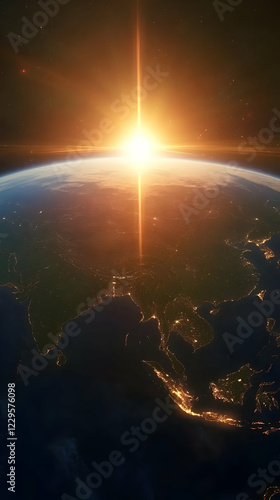 Sunrise illuminates Asia fr...