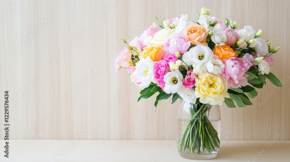 Beautiful bouquet of colorful flowers in a glass vase Beautiful bouquet of colorful flowers in a glass vase
