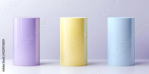 Three Glossy Cylindrical Po...