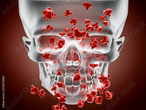 Transparent Skull with Red ...