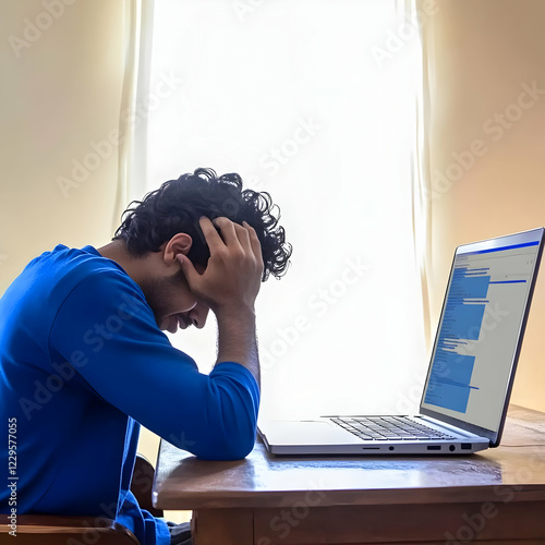 Stressed Person Holds Head ...