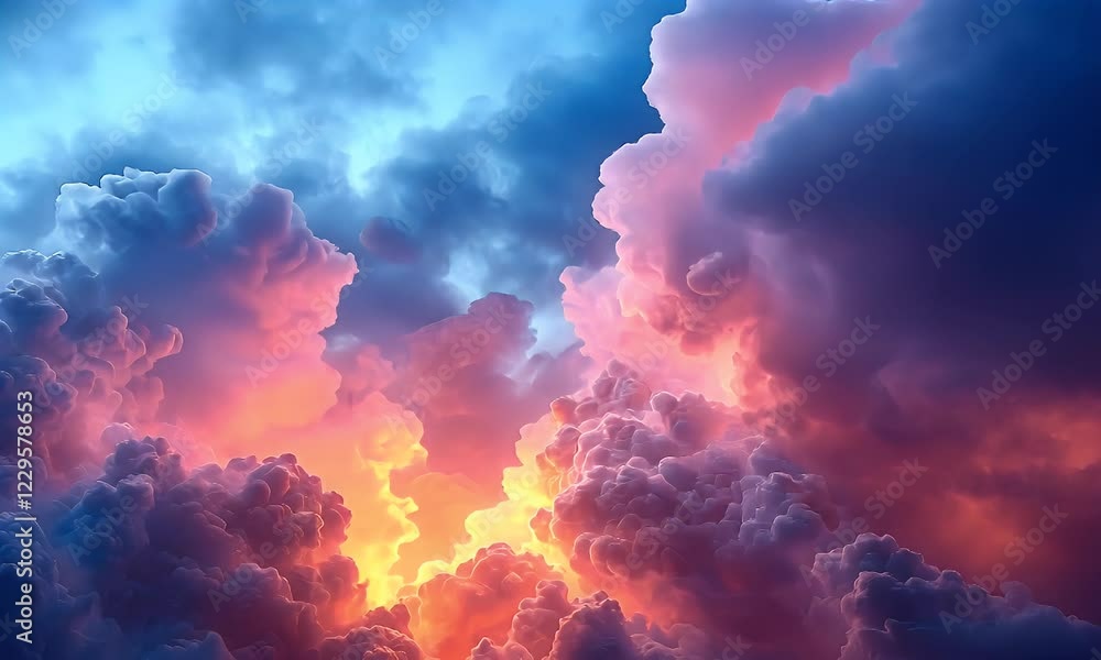 A vibrant sky filled with colorful clouds at sunset, creating a serene and awe-inspiring atmosphere. A vibrant sky filled with colorful clouds at sunset, creating a serene and awe-inspiring atmosphere.