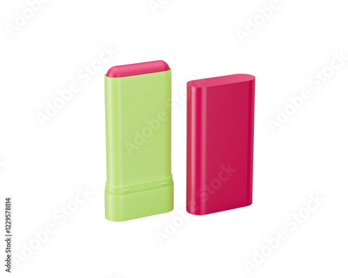 Картината върху платно Glow Tinted Pink Blush Stick In Lime Green Casing With Glossy Pink Cap For Cheek
