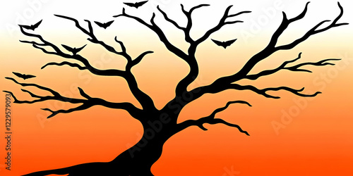 Silhouette of a Bare Tree w...