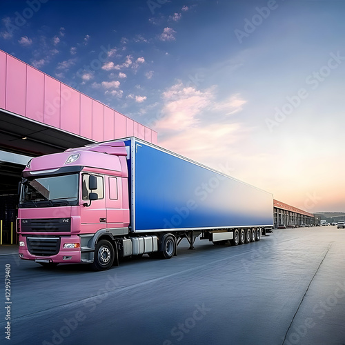 Pink Semi-Truck Leaves Dist...
