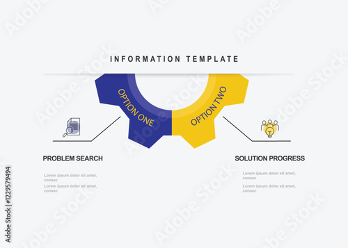 2 process work information banner. Infographic template with 2 step or option 