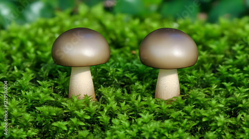 Two Mushrooms Sprout Gracef...