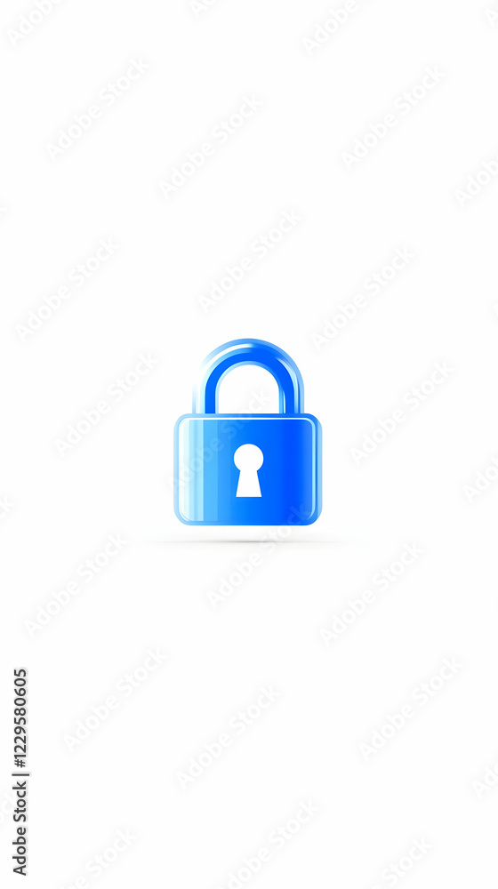 3D Blue Lock Icon Represents Security, Privacy, Protection, and Data Safety Measures 3D Blue Lock Icon Represents Security, Privacy, Protection, and Data Safety Measures