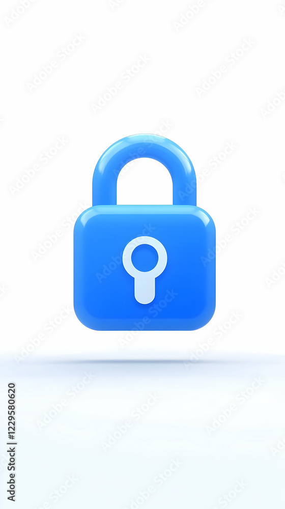 3D Blue Padlock Icon Represents Security and Privacy on a Clean White Background 3D Blue Padlock Icon Represents Security and Privacy on a Clean White Background