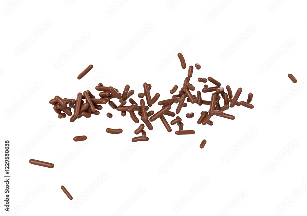 Fototapeta premium Chocolate Sprinkles For Cakes And Bakery Items Scattered 3D Illustration