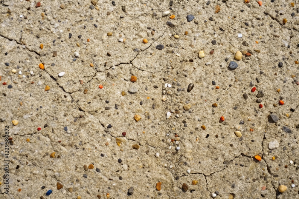Rough concrete texture with scattered aggregate and minor cracks, aggregates, landscape