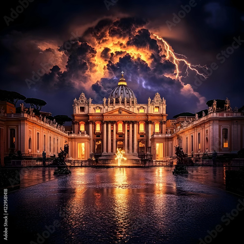 Grand Building Stands Illum...