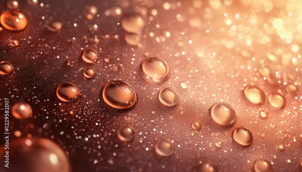 Sparkling copper background with water droplets. Sparkling copper background with water droplets.