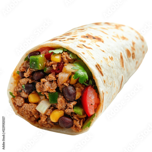 Delicious Burrito Meal on transparent background. photo