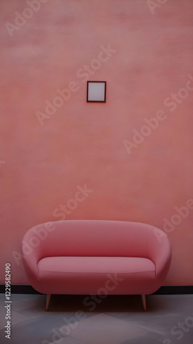 Pink Sofa Sits Elegantly Ag...