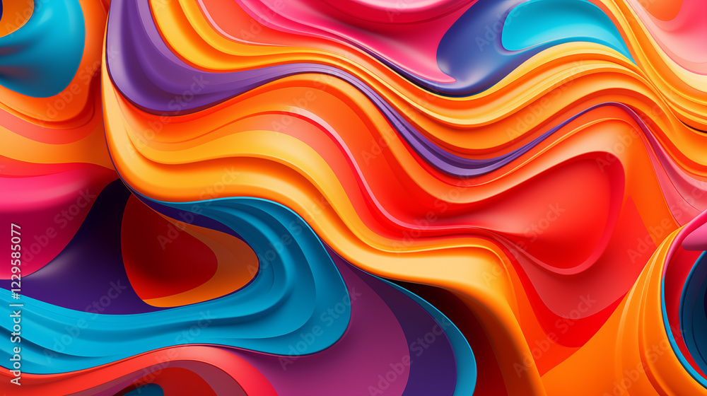 Fototapeta premium colorful abstract wavy background fluid shapes vibrant colors 3d rendering modern design element