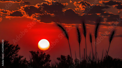 Silhouetted Wheat Stalks Fr...