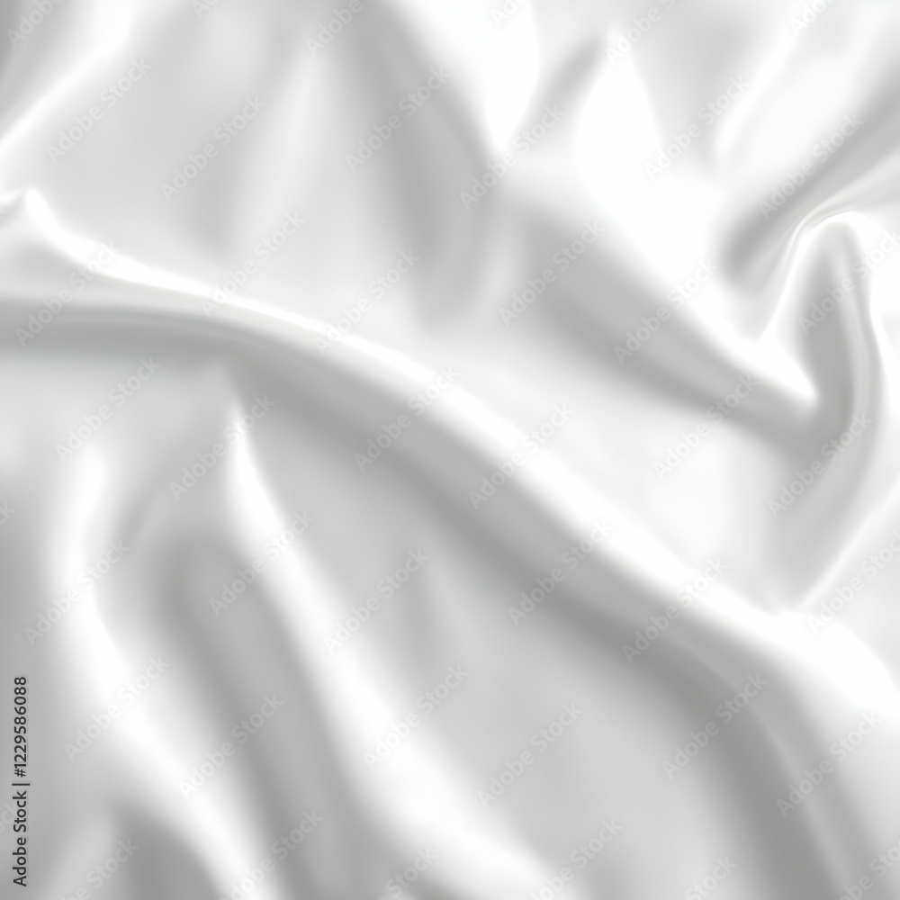 Fototapeta premium Smooth White Silk Fabric Flows Gently, Creating Elegant Drapes and Soft Folds for a Luxurious Background