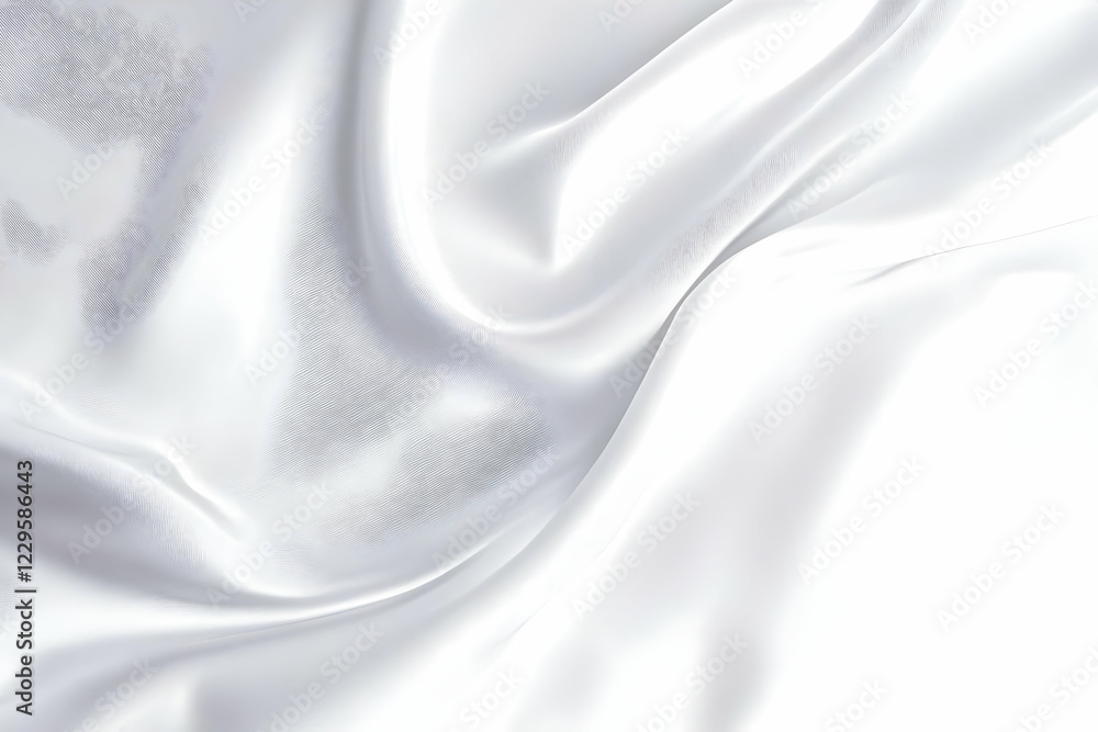 Obraz premium Smooth white silk fabric background drapes elegantly with subtle texture for luxury design.