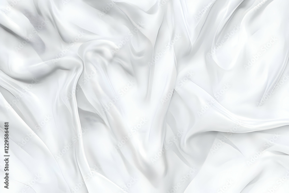 White Silk Fabric Flows and Creates Elegant Folds Gracefully in Soft Light White Silk Fabric Flows and Creates Elegant Folds Gracefully in Soft Light