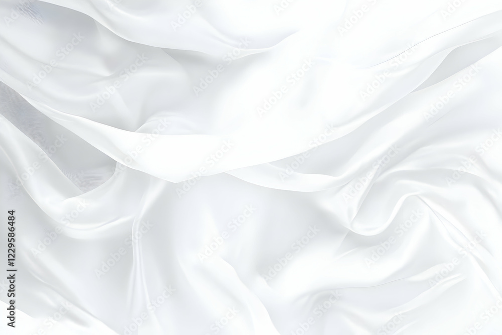 Fototapeta premium Smooth Elegant White Silk or Satin Fabric Texture Background with Soft Folds and Ripples.