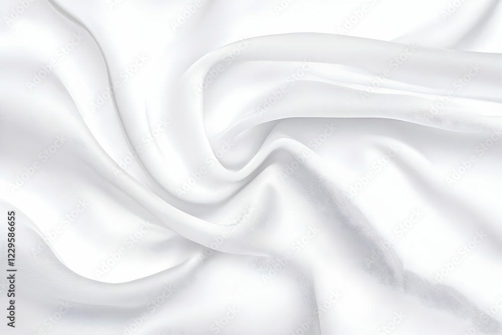 Obraz premium White Silk Fabric Flows Gracefully, Creating Soft Folds and Elegant Curves in Subtle Light