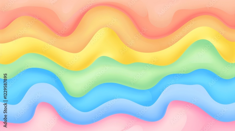 Rainbow Pastel Waves: Abstract Colorful Background Rainbow Pastel Waves: Abstract Colorful Background