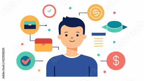 These descriptions can serve as a basis for vector illustrations that convey financial literacy concepts for teenagers in a visually engaging way.