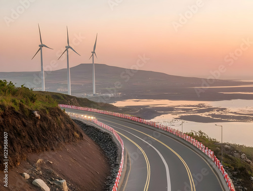 Winding Coastal Road at Sun...