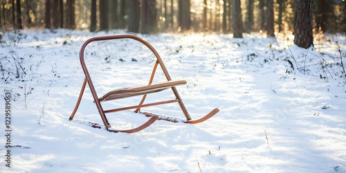 Folding Sled Stands on Snow...