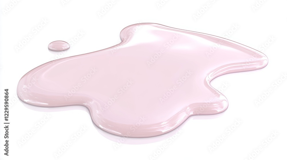 Light Pink Pastel Nail Polish Puddle with Soft Reflection on White Background Light Pink Pastel Nail Polish Puddle with Soft Reflection on White Background
