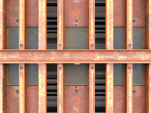 Rusty Metal Grid with Bolts...