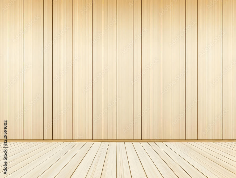 Empty Room with Light Brown Wooden Walls and Floor Boards Background Empty Room with Light Brown Wooden Walls and Floor Boards Background