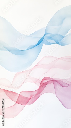 Soft flowing waves in shades of blue and pink on a light background create a serene abstract design photo