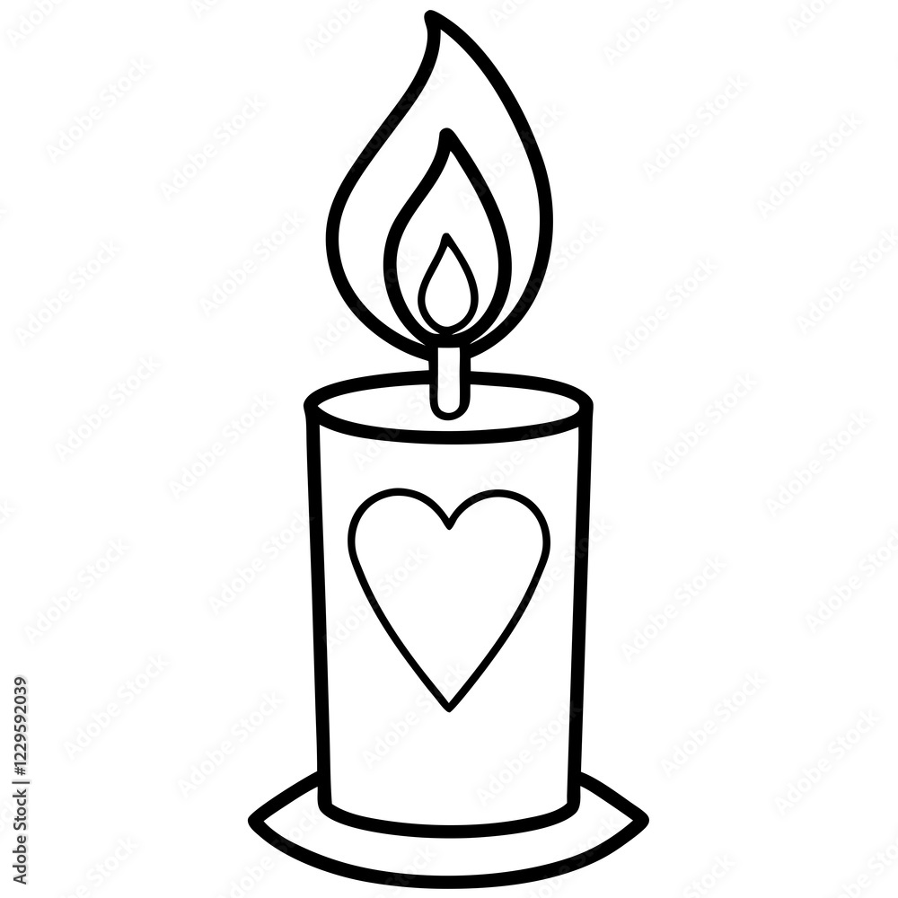 Love and Light Heart and Candle Line Art Love and Light Heart and Candle Line Art