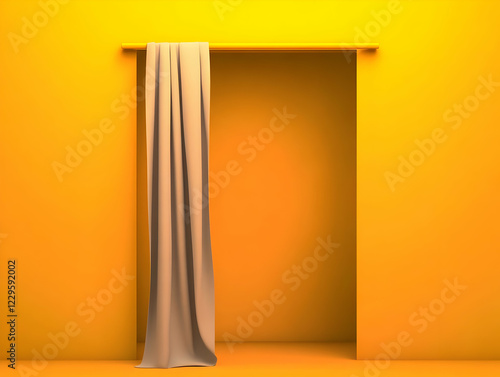 3D Render of Beige Curtain ...