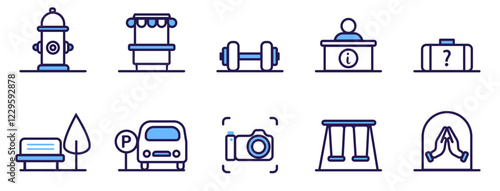 set of icons amenities outlined