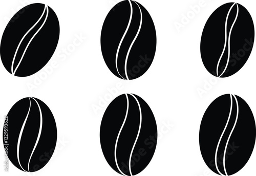 coffee, beans, silhouette, realistic, with, white, background,