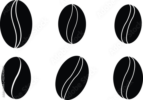 coffee, beans, silhouette, realistic, with, white, background,