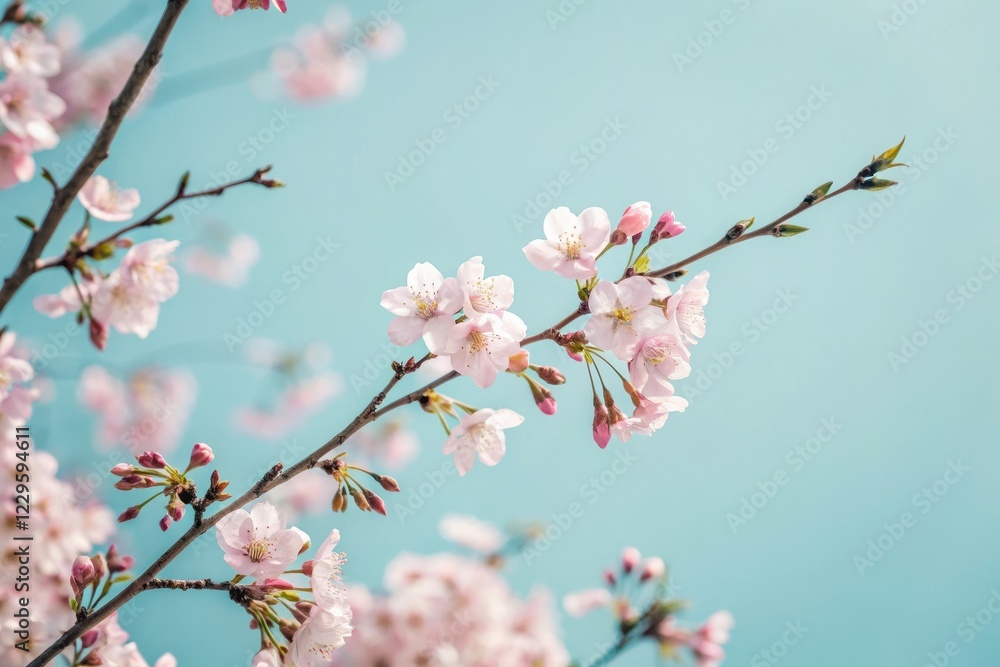pastel pink and blue delicate blossoms, blooming, delicate, botanical pastel pink and blue delicate blossoms, blooming, delicate, botanical